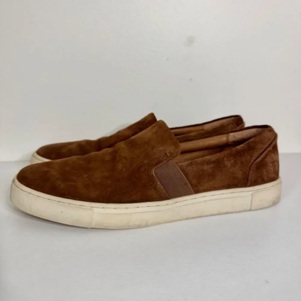 FRYE Ivy Suede Leather Slip On Flat Sneaker - Brown | Size 8
